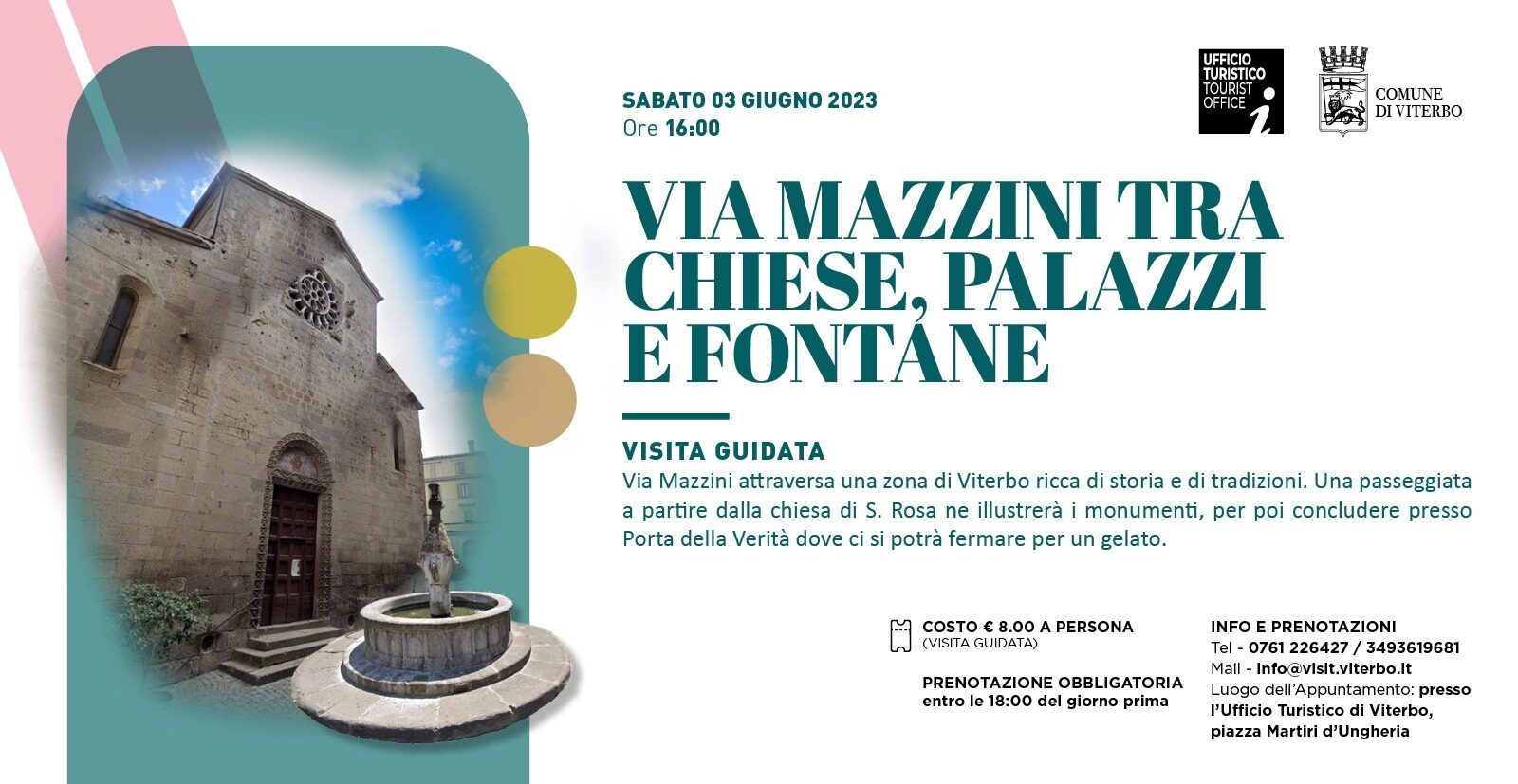 VIA MAZZINI TRA CHIESE, PALAZZI E FONTANE