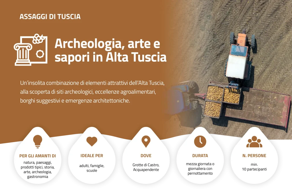 Locandina Assaggi di Tuscia — Archeologia, arte e sapori in Alta Tuscia
