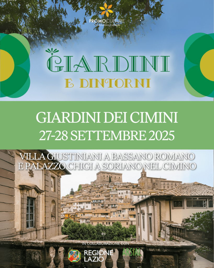 Locandina Giardini e dintorni — Giardini dei Cimini, 27-28 settembre 2025 (Villa Giustiniani e Palazzo Chigi)
